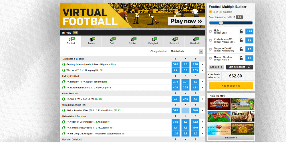 BetFair live betting