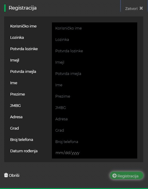 Forma za registraciju Pinnbet